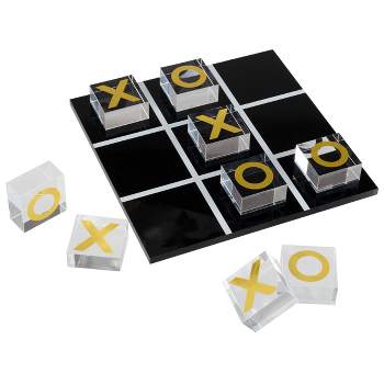 Trademark Games Acrylic Tic Tac Toe Game – Fun Strategy Game, Tabletop Decoration and Functional Desk Décor - Black, Clear and Gold
