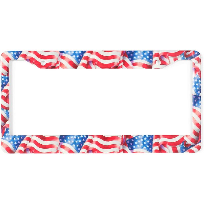 Zodaca 2 Pack American Flag License Plate Frames Covers with Screws, 12.3 x 6.4 in, 2 of 10