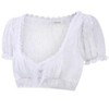 Women’s White V-Neck Short Sleeve Crop Top Lace Trim Embroidered Floral Back Sheer Summer Crop Top - 4 of 4