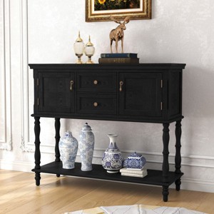 ChicFurnit Decorative Storage Cabinet Retro Console Table with Drawers and Cabinets for Living Room, Black, 46.00"*16.90"*8.30" - 1 of 4