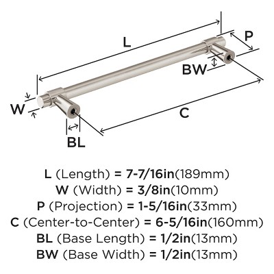 Satin Nickel Modern Cabinet Bar Pull with Mounting Hardware