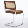 Gulches Mid Century Modern Dining Chairs Set of 2, Velvet Accent Chairs with Natural Cane Back & Stainless Chrome Base,Brown - 4 of 4