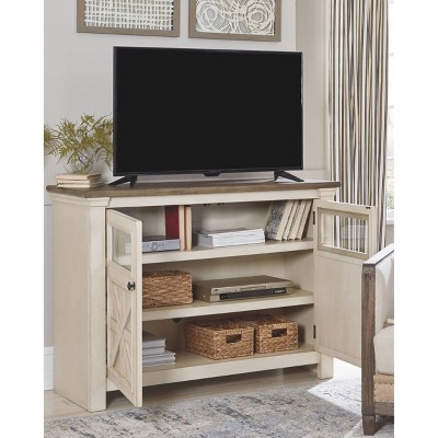 Aspen Transitional 50" Two-Tone White & Gray TV Console with Cabinet