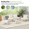 6/8-Piece Patio Set Outdoor Sofa Set Half Moon Outdoor Sectional Sofa with 2 Coffee Tables, Pillows, Cushions, PE Wicker Rattan, Beige/Gray-ModernLuxe - 2 of 4
