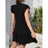 Women's Babydoll Mini Dress Summer V Neck Sleeveless Flutter Sleeve Boho Floral Flowy Shift Short Dress Solid Black L - 4 of 4