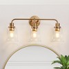 LNC Morrisave 22.8-in 3-Light Bell Modern/Contemporary Bathroom Vanity Lights ,Clear Glass Shade, Gold/Black - 2 of 4