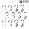 LunaLulinlk Satin Nickel Easy Glide Double Shower Hooks, Rustproof, 12 Count - 3 of 4
