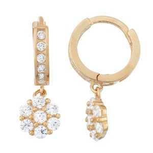 Junior Jewels 14K Gold Over Sterling Silver Children's Flower Dangle Earrings - 1 of 2