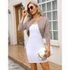Coolmee Women Hollowed Cropped Cardigan Sweaters Crew Neck Button Down Open Front Knit Bolero Shrugs - 2 of 4