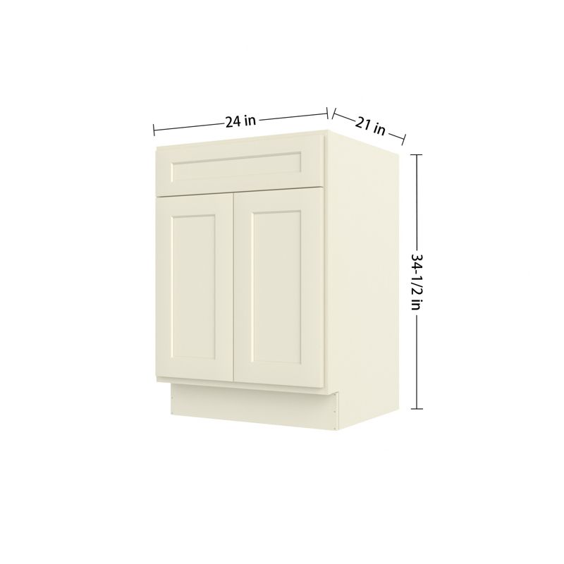 HOMLUX 24 in. W  x 21 in. D  x 34.5 in. H Bath Vanity Cabinet without Top in Shaker Antique White, 4 of 7