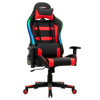 Costway Gaming Chair Adjustable Swivel Computer Chair w/ LED Lights & Remote