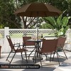 Costway Patiojoy 6 PCS Patio Dining Set Folding Chairs Glass Table Tilt Umbrella Garden Brown - image 3 of 4