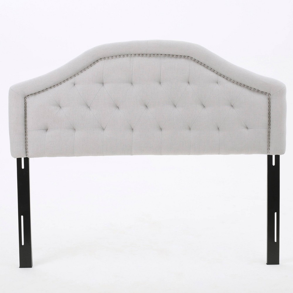 Photos - Bed Frame Killian Upholstered Headboard Full/Queen Light Gray - Christopher Knight Home: Tufted, Foam-Filled, Freestanding