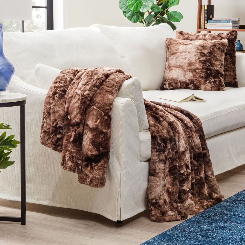 Chanasya 3-Piece Set Wolf Throw Blanket Reverse Faux Shearling Throw & Pillow Covers, 1 of 8