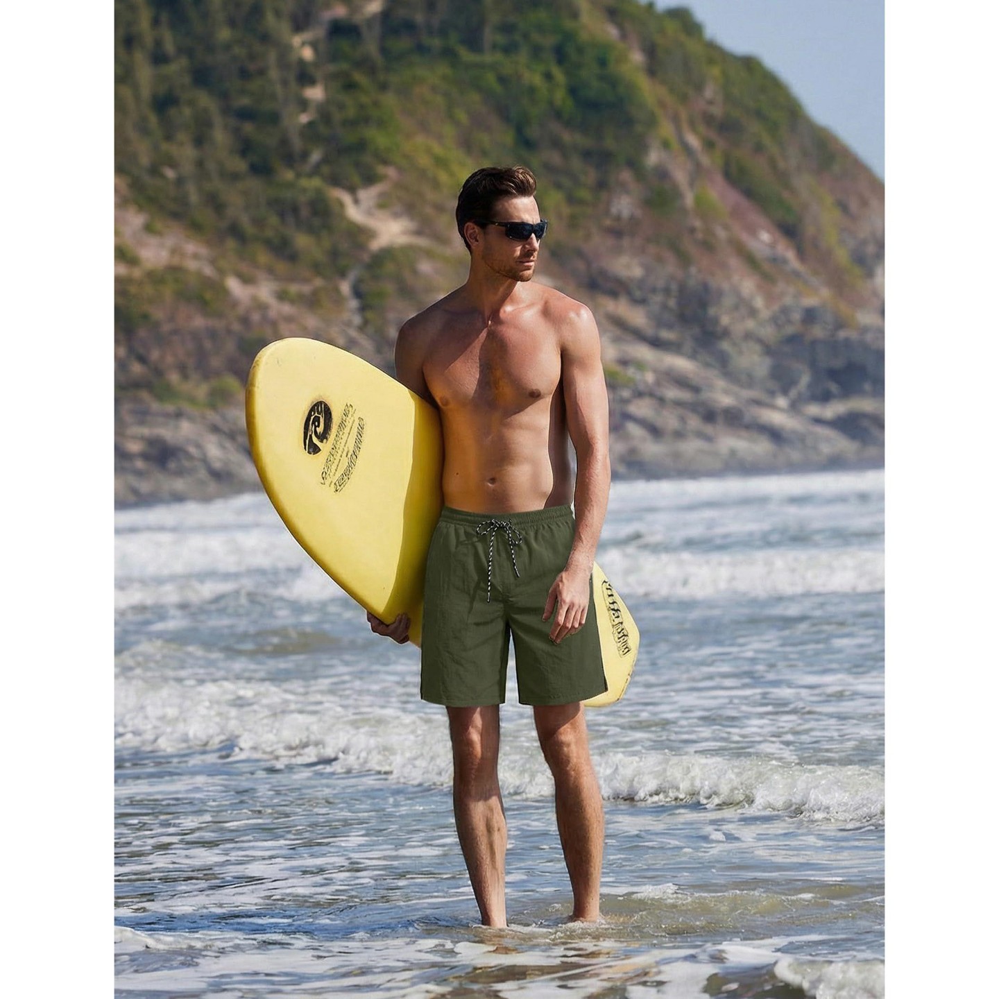 Мужские шорты Ekouaer Swim Trunks 7" Quick Dry Board Shorts Swimwear Bathing Suits with Mesh Liner 2 in 1 Surf Swimming Short with Pockets Deep Green M, цвет: Глубокий зелёный — фото 3