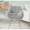 Angel Sar Grey Vanity Chair for Bedroom, Faux Fur Upholstered Makeup Chair - 3 of 4