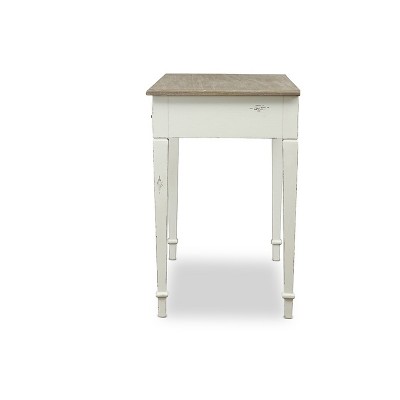 Dauphine White and Light Brown Wood Writing Desk