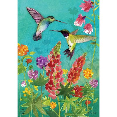 Colorful Hummingbird and Floral Spring Garden Flag 12.5" x 18"