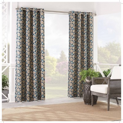 84"x52" Sand Dollar Curtain Panel Blue - Waverly Sun n Shade