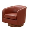 Top Grain Leather Wood Base Swivel Chair with Pocket Coil Seat, Sinuous Springs, and Barrel Design - 2 of 4