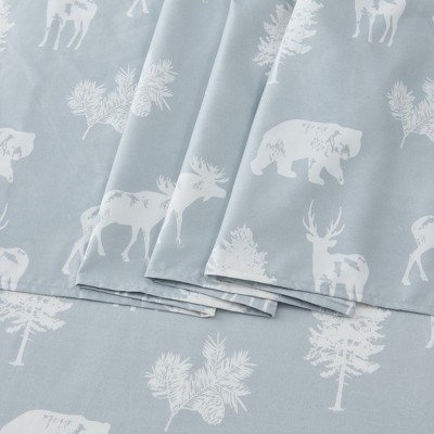 Full Light Grey Forest Animal Microfiber Sheet Set