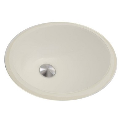 Nantucket Sinks UM-13x10-B 13 x 10 Inch Oval Enamel Glazed Vitreous China Ceramic Undermount Bathroom Sink with Curved Basin and Drainage Hole, Bisque