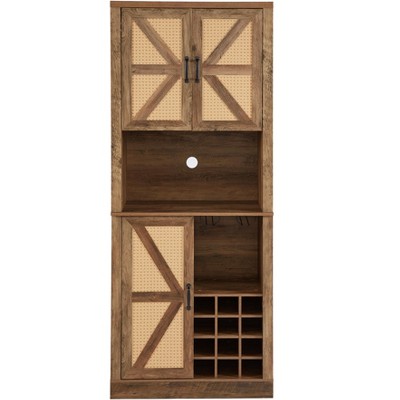 FONTOI Wine Rack, Tall Rustic Wine Rack with Square Compartments, Brown, 31.5"*15.7"*76.4"
