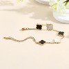 18K Gold Plated Clover Lucky Bracelet for Women White/Black/Red/Green Flower Four Leaf Link Bracelets - 3 of 4