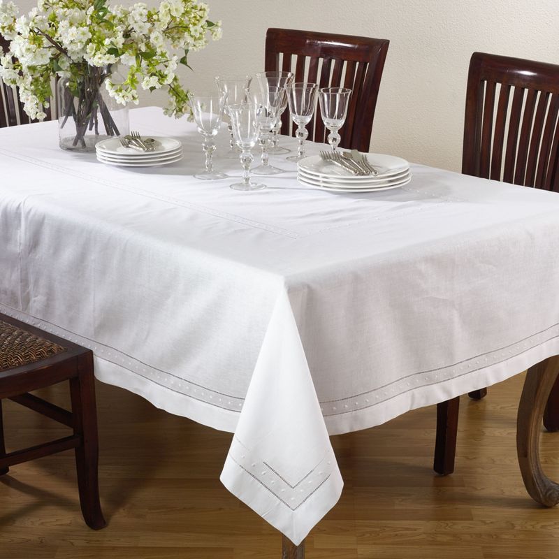 Saro Lifestyle Embroidered and Hemstitch Tablecloth, 1 of 4