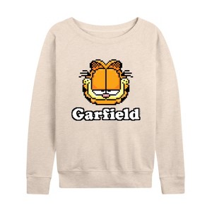 Women's - Garfield - Video Game Garfield Logo Lightweight French Terry Wide Neck Long Sleeve Shirt - 1 of 4