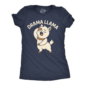 Womens Funny T Shirts Drama Llama Sarcastic Animal Graphic Novelty Tee For Ladies - Crazy Dog Women's T Shirt for Animal Lovers Navy XL - 1 of 4