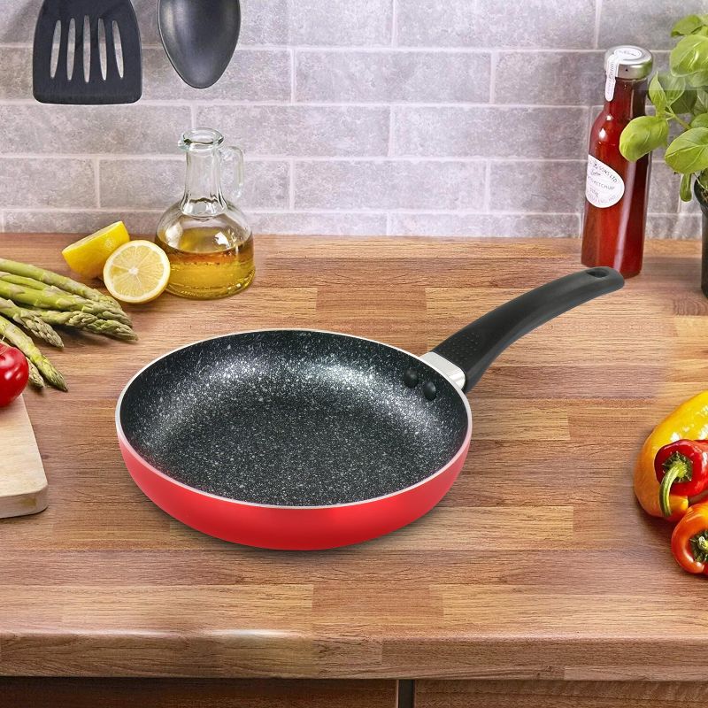 Oster 8 Inch Red Aluminum Non Stick Frying Pan with Bakelite Handle, 3 of 9