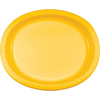24ct School Bus Yellow Oval Plates Yellow