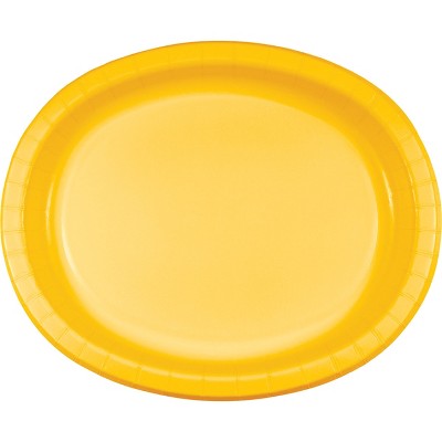 24ct School Bus Yellow Oval Plates Yellow