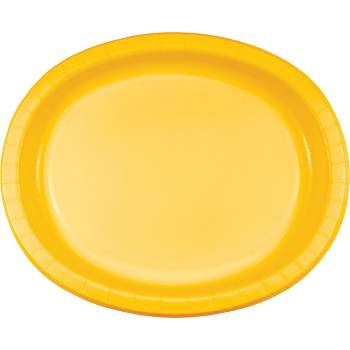 24ct School Bus Yellow Oval Plates Yellow