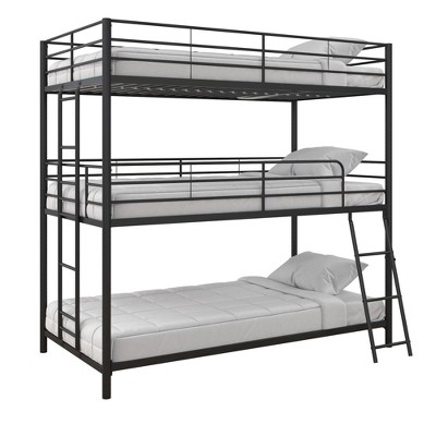 Triple Twin Zeke Metal Bunk Bed Black - Room \u0026 Joy