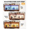 55in Wide Wine Cabinet, Large Kitchen Hutch with LED Lighting, Buffet Coffee Bar Cabinet with Barn Sliding Door, Wine Glass Rack for Dining Room - 4 of 4