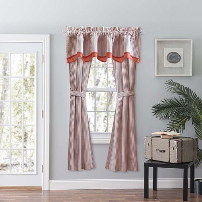 Brick Ticking Stripe Cotton Polyester Light-Filtering Curtains