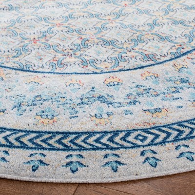 Brentwood Blue and Yellow Round Synthetic Area Rug