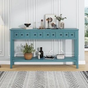 NicBex Rustic Console Table with Storage,Entryway Table with Two Size of 4 Drawers & Long Shelf,Foyer Tables for Entryway,Living Room,Hallway - 1 of 4