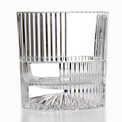 Clear Ribbed Crystal 10oz Stemware Set of 4