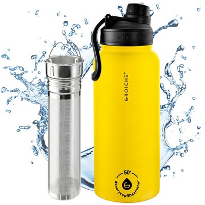 GROSCHE Chicago Steel 16 oz. Infusion Water Bottle Insulated Water Bottle Tea and Fruit Infuser Water Bottle Stainless Steel Flask