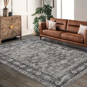 Area Rug Vintage Living Room Washable Distressed Rug Carpet Floral Bedroom Rug Retro Accent Throw Rug Office Dining Room Nursery Indoor - 1 of 4