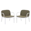 Chic Crate-2-Piece Weatherproof Outdoor Accent Chairs - White Frame & Green Cushions, All-Weather Patio Furniture for Garden & Balcony (UV Protected) - 2 of 4