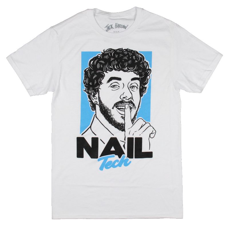 Jack Harlow Men's Nail Tech Song Character Rapper Adult Music T-Shirt Tee, 1 of 5
