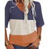 Imily Bela Women's Fashion V-Neck T-Shirt with Short Sleeves and Color-Block Basic Top - 2 of 3