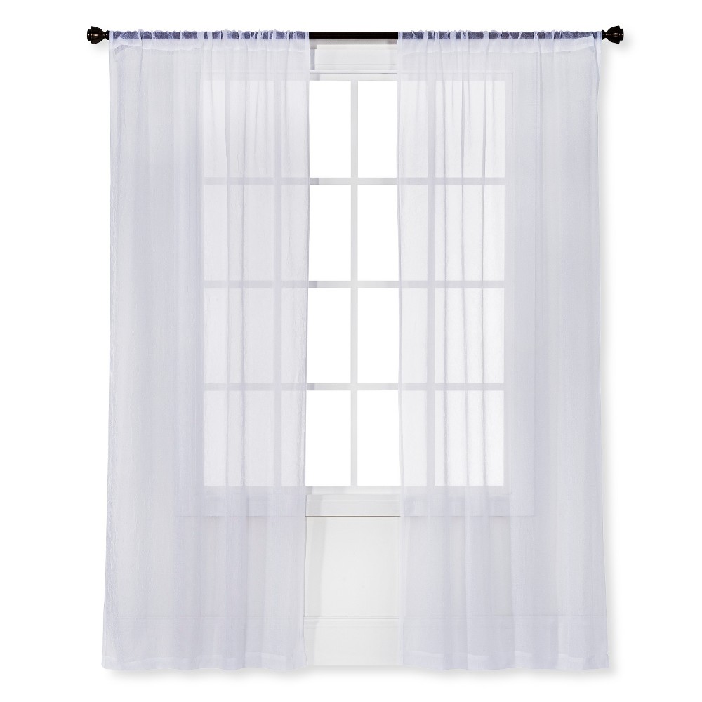 Photos - Curtains & Drapes 40"x84" Sheer Crinkle Window Curtain Panel White - Room Essentials™