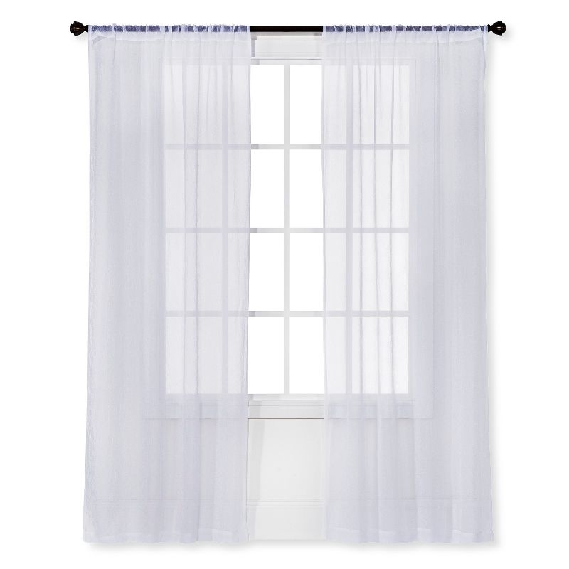 1pc Sheer Crinkle Window Curtain Panel White - Room Essentials™, 1 of 3