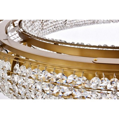Gold and Clear Crystal Halo 18-Light Chandelier