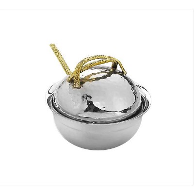 Classic Touch Honey Dish With Gold Handles and Glass Insert